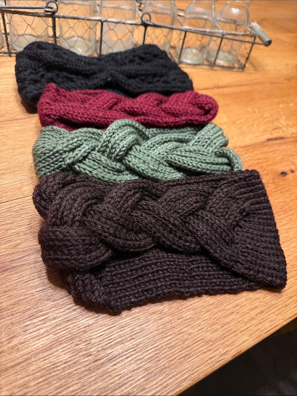 Cozy Braided Knit Headband - Black, Burgundy, Sage, Brown